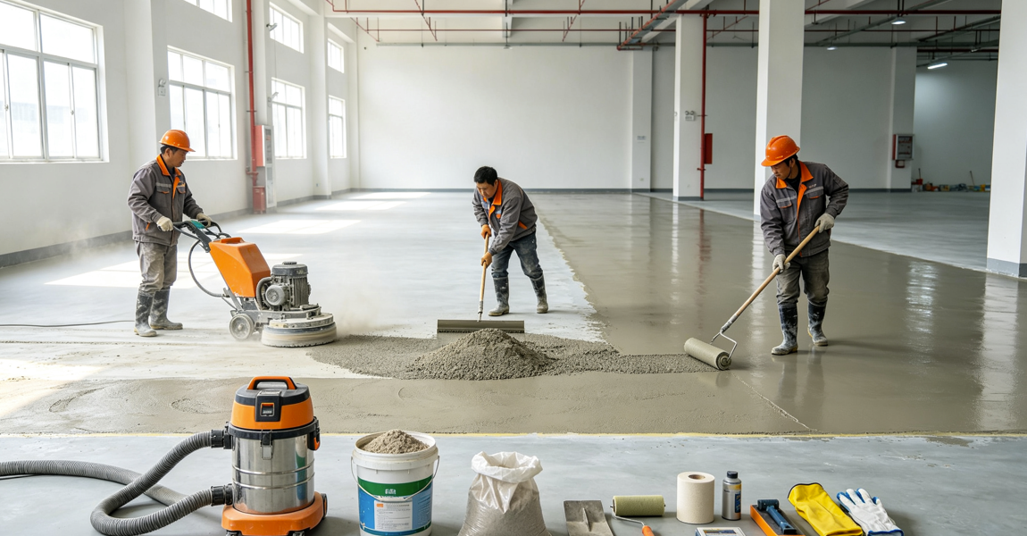 环氧砂浆地坪_重载耐磨叉车专用地坪_工业厂房施工(图2)