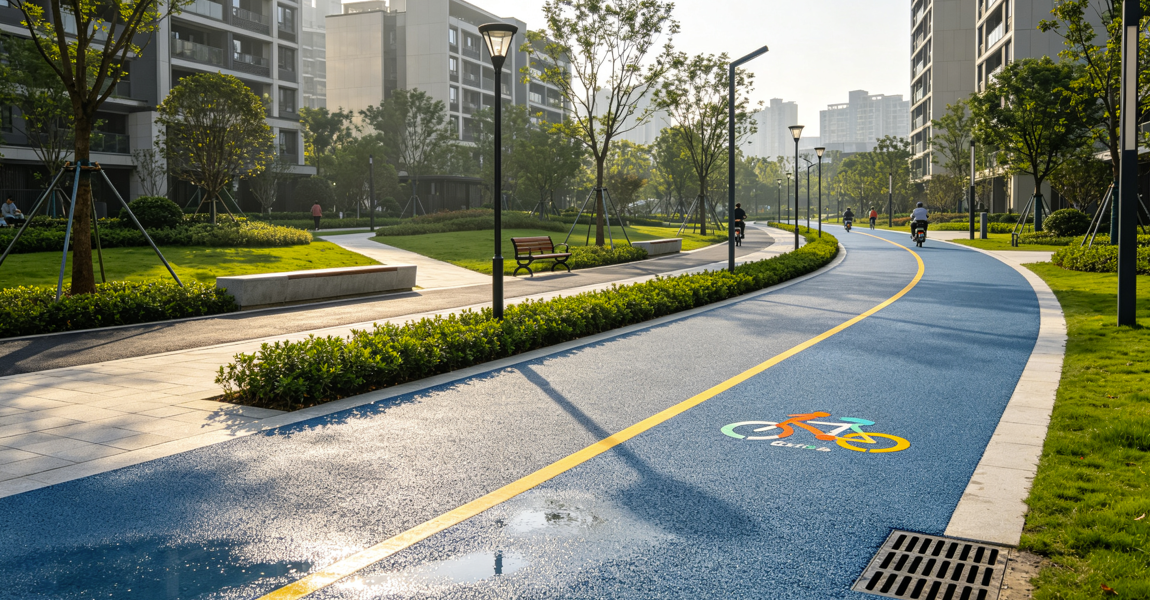 市政道路透水混凝土地坪成品效果 透水混凝土地坪_生态透水路面_园林小区透水地坪施工(图3)
