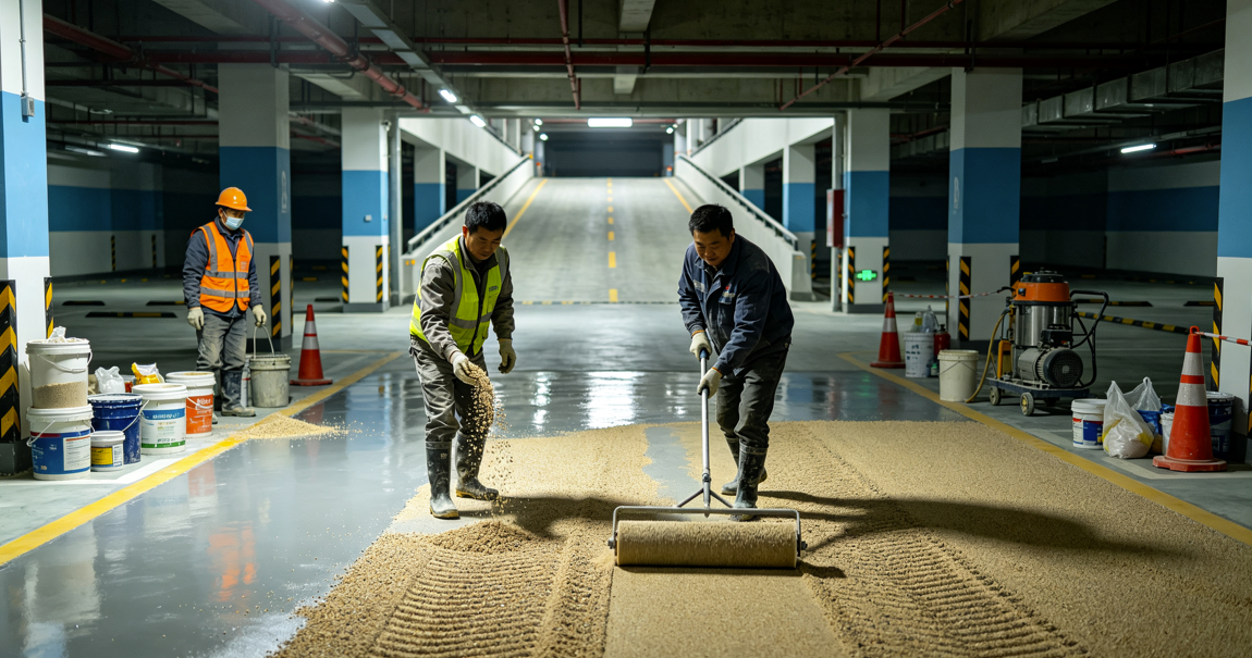 地下车库环氧防滑地坪工程(图1)